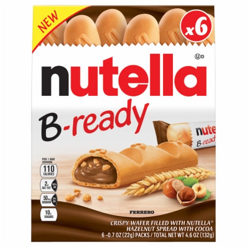 Nutella B-ready Hazelnut Spread With Cocoa Individually Wrapped Snack Bars Snack Bar Pack Perspective: front