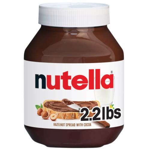 Nutella Hazelnut Spread with Cocoa for Breakfast Holiday Baking And Desserts Perspective: front