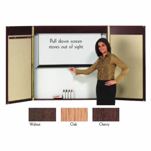 Aarco WVC-1 Hardwood Veneer Conference Cabinet - Walnut Perspective: front