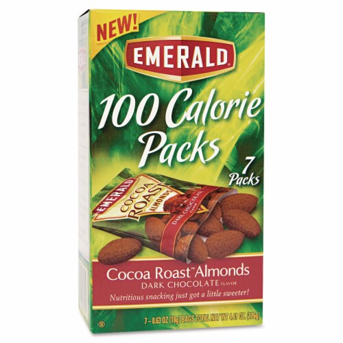 EmeraldR 100 Calorie Pack Cocoa Roast Almonds, 0.63 Oz Packs, 7/box Perspective: front