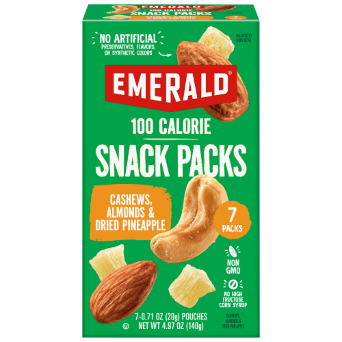Emerald® Cashews & Almonds with Dried Pineapple Snack Packs Perspective: front
