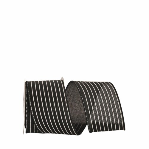 Reliant Ribbon 93405W-031-40F 20.5 in. 10 Yards Thin Stripe Linen Solid Wired Edge Ribbon, Bl Perspective: front