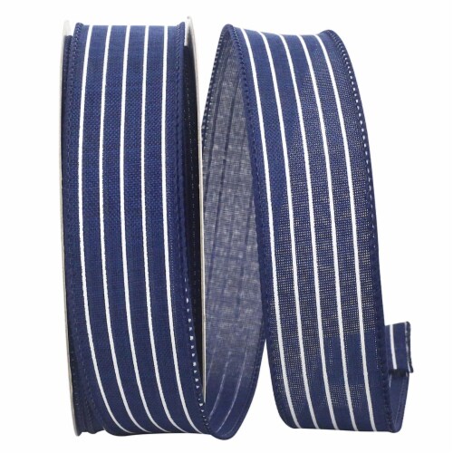 Reliant Ribbon 93405W-055-09H 10.5 in. 20 Yards Thin Stripe Linen Solid Wired Edge Ribbon, Na Perspective: front