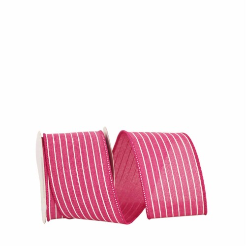 Reliant Ribbon 93405W-963-40F 20.5 in. 10 Yards Thin Stripe Linen Solid Wired Edge Ribbon, Az Perspective: front