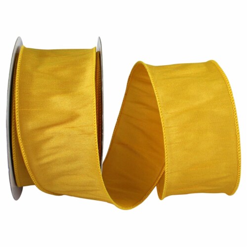 Reliant Ribbon 92975W-662-40H 20.5 in. 20 Yards Dupioni Supreme Wired Edge Ribbon, Yellow Gol Perspective: front