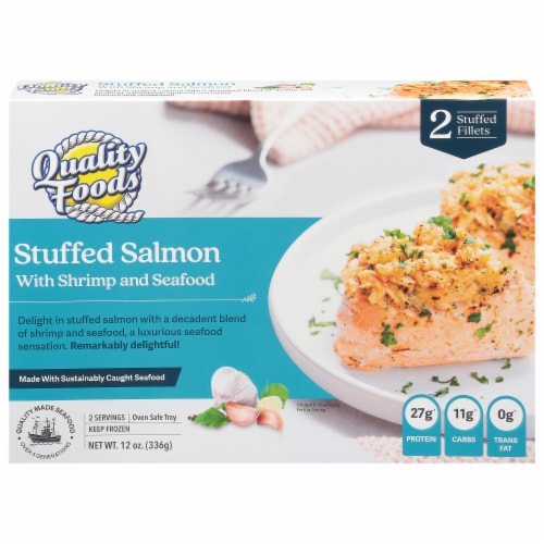 Quality Foods Stuffed Salmon With Shrimp And Seafood Perspective: front