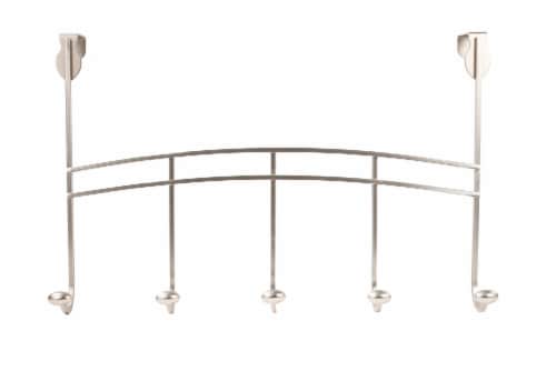 Spectrum Duchess Over-the-Door Satin Nickel 5-Hook Rack Perspective: front