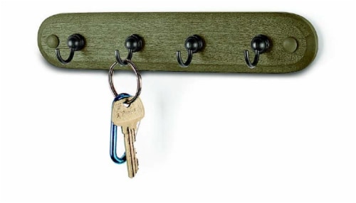 Spectrum 4-Hook Matte Finish Wood Key Rack - Black Perspective: front