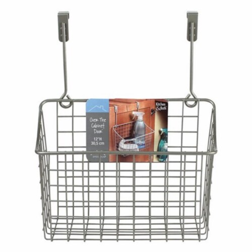 Spectrum Satin Nickel Over-the-Cabinet Door Medium Grid Basket Perspective: front
