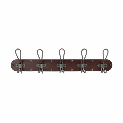 Spectrum Millbrook 5-Hook Rack - Natural/Silver Perspective: front