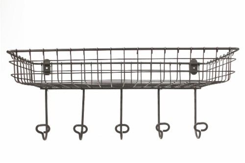 Spectrum Vintage Mount Tray & Hook Station - Gray Perspective: front