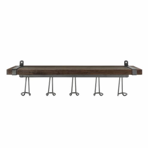 Spectrum Vintage 5-Hook Wall Mount Shelf - Wood Perspective: front