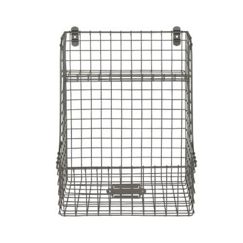 Spectrum Vintage Storage Bin with Shelf Wall Mount - Gray Perspective: front