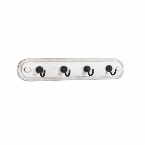 Spectrum Four Hook Key Rack - Whitewash Perspective: front