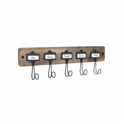 Spectrum Vintage Living Wall Mount 5 Hook & Nameplate Rack Perspective: front