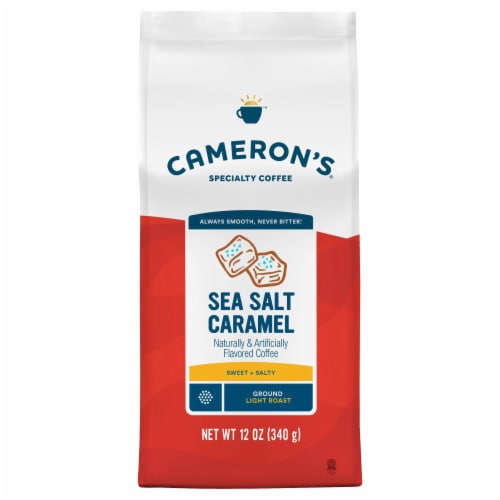 Cameron's Coffee Bag, Flavored, Sea Salt Carmel Light Roast Ground Coffee Perspective: front