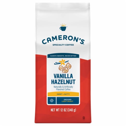 Cameron's Light Roast Ground Vanilla Hazelnut Coffee Perspective: front