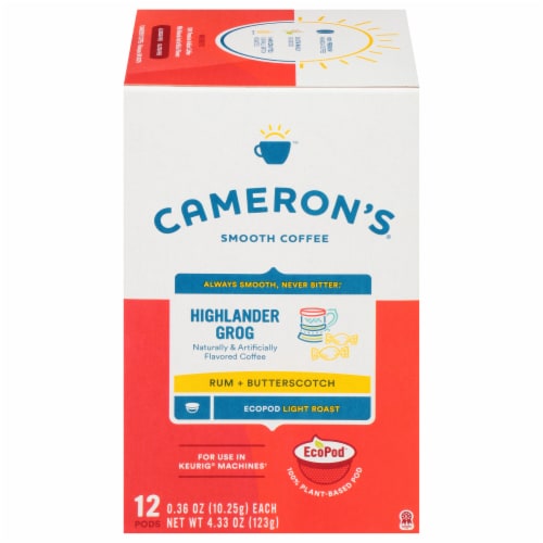 Cameron's® Highlander Grog Rum & Butterscotch Specialty Coffee Pods Perspective: front