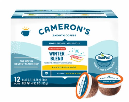 Cameron's Coffee EcoPods, Winter Blend Medium Roast Perspective: front