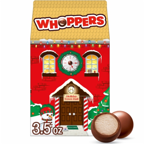 WHOPPERS Malted Milk Balls Christmas Candy Carton Perspective: front