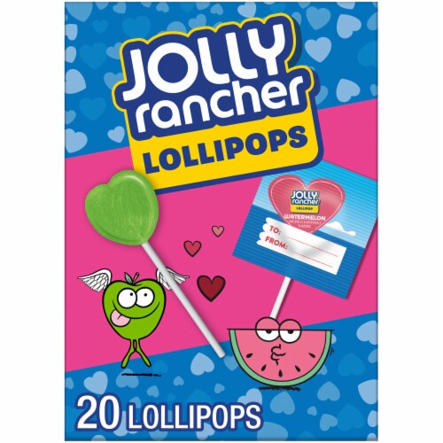 JOLLY RANCHER Assorted Fruit Flavored Valentine Lollipops Box Perspective: front