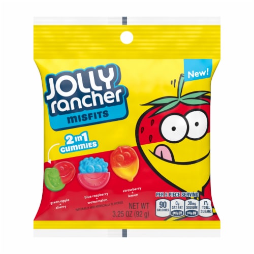 Jolly Rancher Misfits 2in1 Gummies Peg Bag Perspective: front