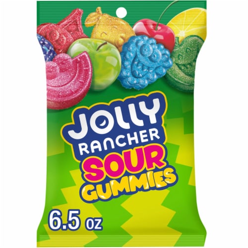 JOLLY RANCHER Sour Gummies Assorted Fruit Flavored Candy Bag Perspective: front