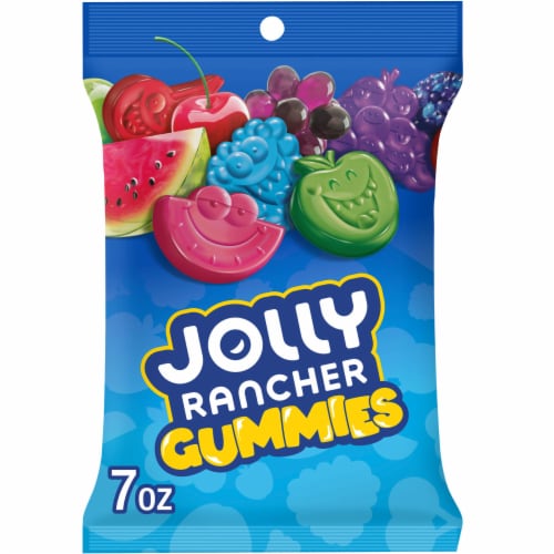 JOLLY RANCHER Gummies Assorted Fruit Flavored Candy Bag Perspective: front