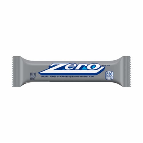 Zero® Caramel Peanut and Almond Nougat White Fudge Candy Bar Perspective: front