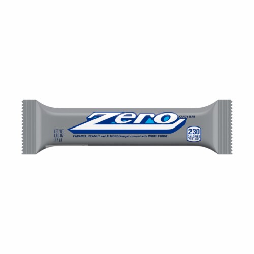 Zero® Caramel Peanut and Almond Nougat White Fudge Candy Bar Perspective: front