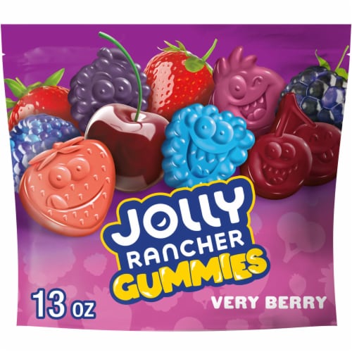 JOLLY RANCHER Gummies Very Berry Assorted Fruit Flavors Candy Resealable Bag Perspective: front