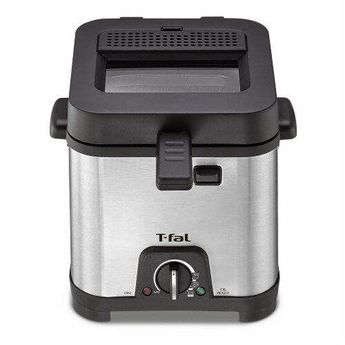 T-fal Compact Deep Fryer - Silver/Black Perspective: front