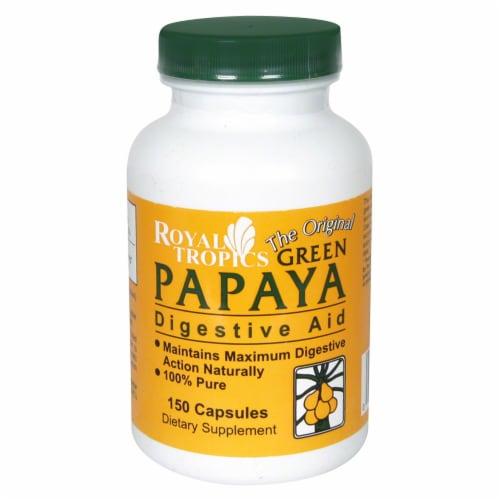 Royal Tropics Green Papaya Digestive Aid Capsules Perspective: front