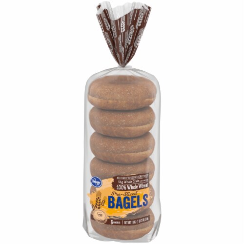 Kroger® 100% Whole Wheat Pre-Sliced Bagels Perspective: front