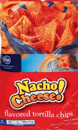 Fred Meyer® Nacho Cheese Flavored Tortilla Chips Perspective: front
