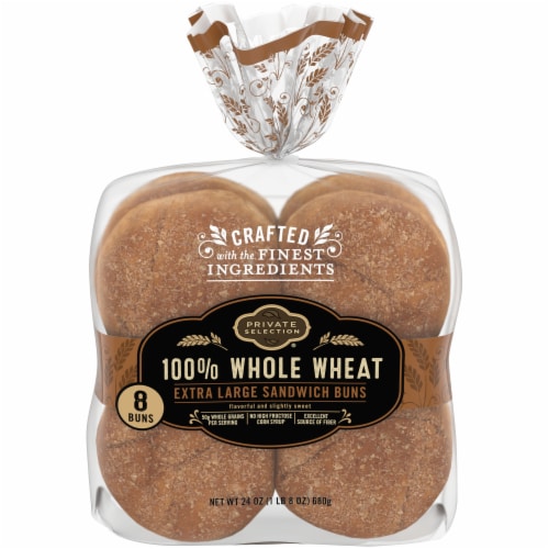 Private Selection® 100% Whole Wheat Extra Large Sandwich Buns Perspective: front