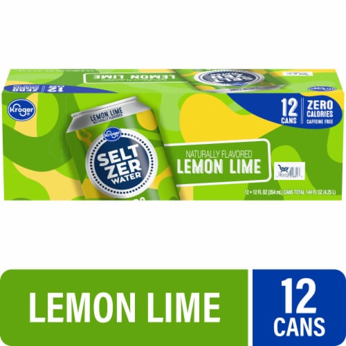Kroger® Lemon Lime Flavored Seltzer Water Cans Perspective: front