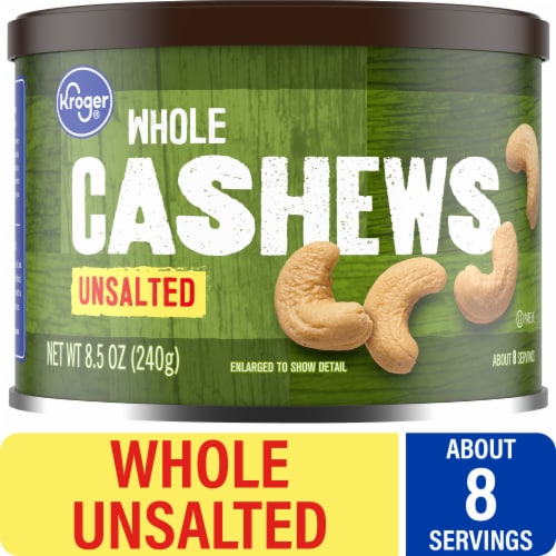 Kroger Unsalted Whole Cashew Nuts Perspective: front