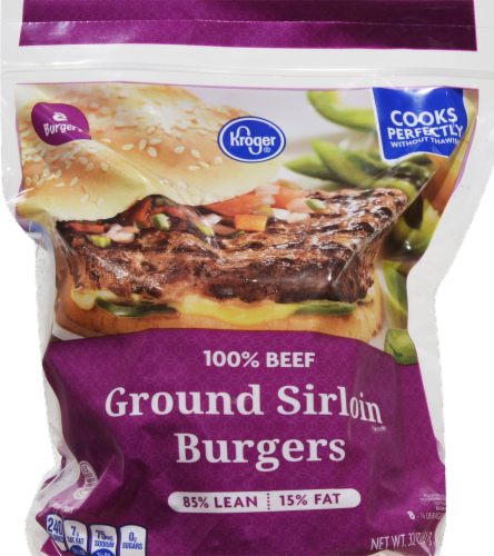 Kroger® 85% Lean Frozen Ground Sirloin Burger Perspective: front