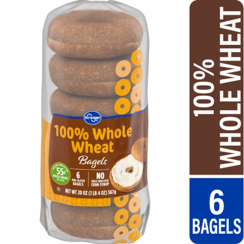 Kroger® 100% Whole Wheat Bagels Perspective: front