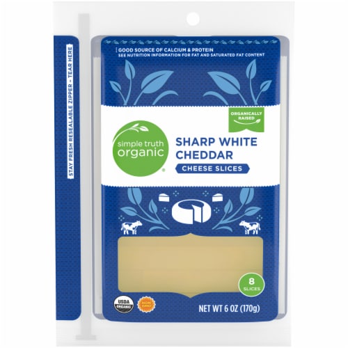 Simple Truth Organic® Sharp White Cheddar Cheese Slices Perspective: front