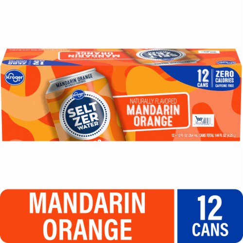 Kroger® Mandarin Orange Flavored Seltzer Water Cans Perspective: front