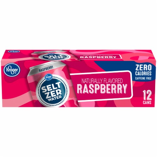 Kroger® Raspberry Flavored Seltzer Water Cans Perspective: front