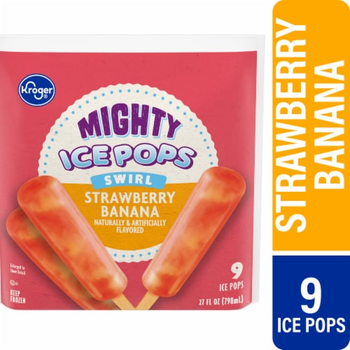 Kroger® Strawberry Banana Swirl Mighty Ice Pops Perspective: front