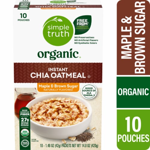 Simple Truth Organic® Maple & Brown Sugar Flavored Instant Chia Oatmeal Perspective: front
