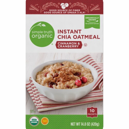 Simple Truth Organic® Cinnamon & Cranberry Instant Chia Oatmeal Packets Perspective: front