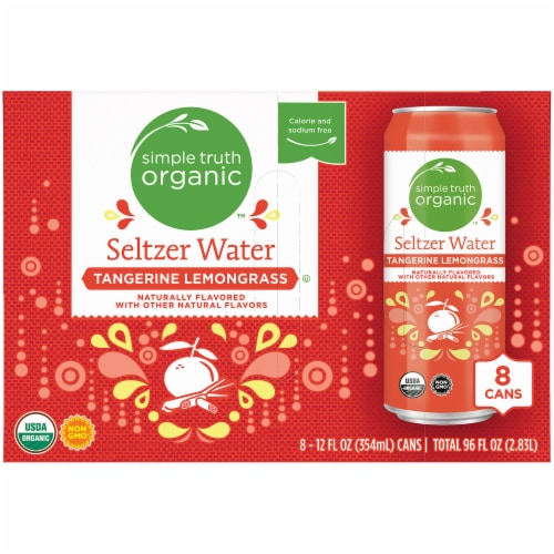 Simple Truth Organic™ Naturally Tangerine Lemongrass Seltzer Water 8pk Perspective: front