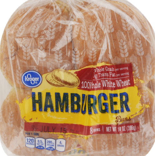 Kroger® 100% Whole White Wheat Hamburger Buns Perspective: front
