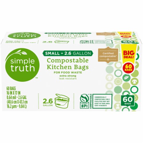 Simple Truth™ Small 2.6 Gallon Compostable Kitchen Trash Bags, 25