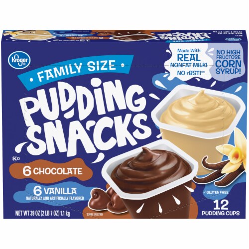 Kroger® Chocolate and Vanilla Pudding Snack Cups Family Size Perspective: front